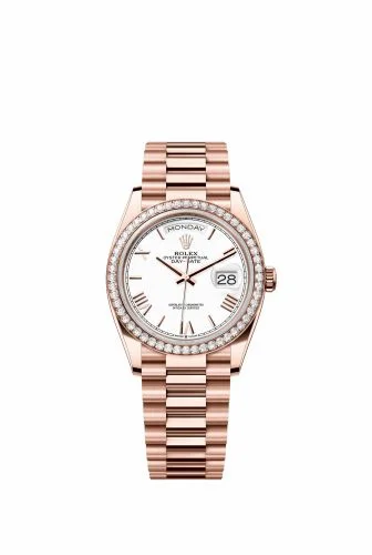 Rolex Day-Date 36 Everose Gold / Diamond / White - Roman / President 128345RBR-0070 (m128345rbr-0070)